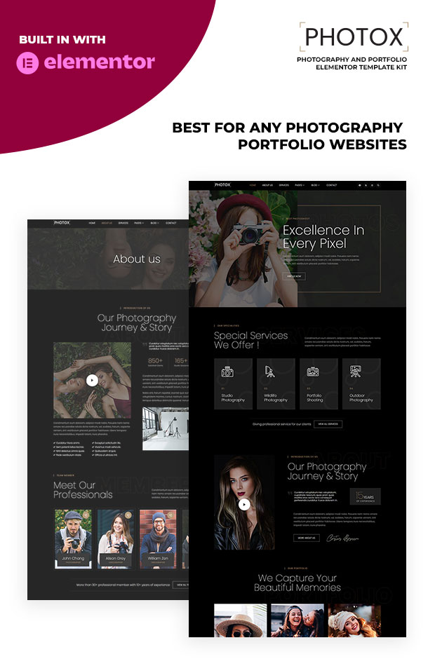 Photox - Photography & Portfolio Elementor Template Kit