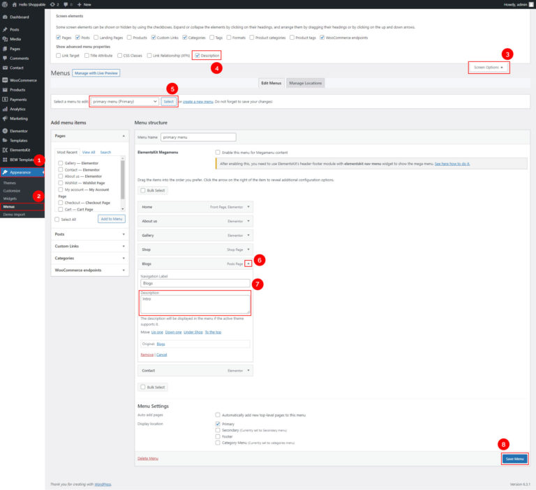 Setup Menu How To Setup Menu Description – Bosa Themes